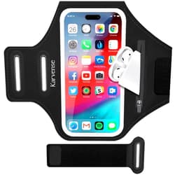 Karvense Phone Holder for Running- Karvense Phone Arm Bands for Running Gym Workout Jogging， for iPhone 15 Pro Max/15 Plus/14 Pro Max/13 Pro Max, Samsung Galaxy S24 Ultra/Plus, to 6.8’’, Cell Phone Armband-L