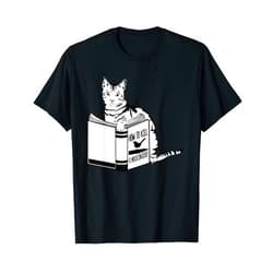 InGENIUS Reading Cat Gifts Cat Vs Bird Cat Lover Lierature Love Cats Books T-Shirt