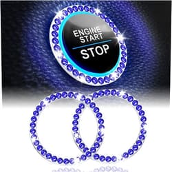 LivTee 2 PCS Crystal Rhinestone Car Engine Start Stop Decoration Ring, Push to Start Button Cover/Sticker, Bling Car Interior Accessories for Women, Key Ignition & Knob Bling Ring, Dark Blue