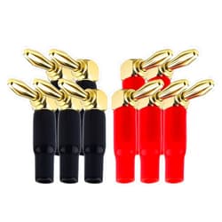onelinkmore Banana Plugs 4mm Speaker Wire Banana Plugs Right Angle 24K Gold Plated Insulated Dual Screw Locking for Speaker Banana Jack Terminals Speaker Connector Pack of 10…