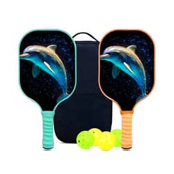 Xioolia Personalized Carbon Fiber Pickleball Paddle Set 2 Premium Paddles, 4 Pickleball Balls, and a Carrying Bag - with Dolphin-aa920 Design or DIY,Elevate Your Game in Style!