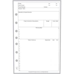Handy Forms Classic Size Project Planner, Sized and Punched with 7 Holes for 7-Ring Notebooks Such as Franklin, etc. Sheet Size 5.5” x 8.5”