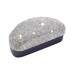 Blueshyhall Shiny Diamond Bling Sunglasses Hard Case Portable for Travel Eyes Glasses Box Silver