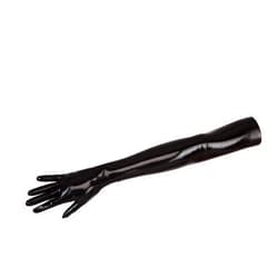 EXLATEX Women's Latex Black Long Gloves Outfits