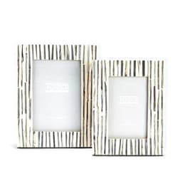 Two's Company Tozai Grey Stripes Set of 2 Photo Frame