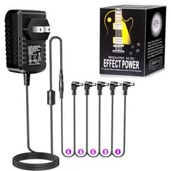Godtone Guitar Pedal Power Supply Adapter 9V DC 1A 1000mA Tip Negative 5 Way Daisy Chain Cables for Guitar Effect Pedals