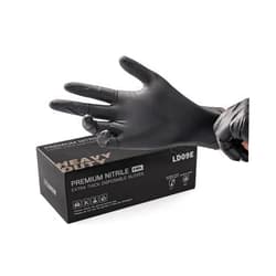 LANON Protection LANON 8 Mil Heavy Duty Black Nitrile Gloves, Food Safe, Powder Free, Mechanic, Fully-Diamond Textured Grip Industrial Disposable Gloves, Medium