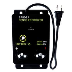 Briidea 2-Mile Electric Fence Energizer for Preventing Wild Animals Intruding 8 Acres Output Voltage 5000 V 0.1Joule