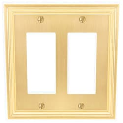 Amerelle 98RRSB Daltry Wallplate, 2 Rocker, Cast Metal, Satin Brass, 1-Pack