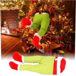 LIANGLIDE Elf Leg Christmas Tree Decorations Christmas Tree Topper Christmas Elf Stole Christmas Tree Ornaments,Furry Green Legs Ornaments for Christmas Garland Christmas Trees XX-Large