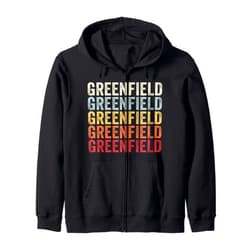 Greenfield Massachusetts Greenfield MA Retro Vintage Text Zip Hoodie