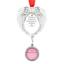 WISHOW Angel Wings Memorial Christmas Ornament Sympathy Keepsake Gift for Loss of Loved One Hanging Christmas Tree Ornament Photo Frame (I Will Hold You)