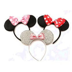 G&Gvshop 3 Minnie Girl Mouse Black Ears w/Red & Pink Bow.