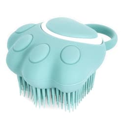 Molain Dog Cat Bath Brush Comb Silicone Rubber Dog Grooming Brush Silicone Puppy Massage Brush Hair Fur Grooming Cleaning Brush Soft Shampoo Dispenser(blue paw shape)