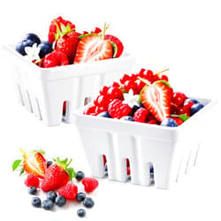 ZEAYEA Set of 2 Berry Basket, Melamine Berry Bowl With Holes, Square Kitchen Fruit Basket, 5