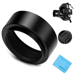 X-SweetDream 58mm Metal Standard Screw-in Standard Lens Hood Sunshade with Centre Pinch Lens Cap for Canon Nikon Sony Pentax Olympus Fuji Sumsung Leica Camera +Cleaning Cloth