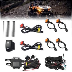 KEMIMOTO UTV Blinker Kit, UTV ATV Turn Signal Kit with Rocker Switch, Universal Plug & Play Street Legal Kit Compatible with Can-Am Defender X3, Polaris Ranger RZR General, Pioneer, Kawasaki, CFMOTO
