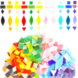 Latiiz Mosaic Glass Pieces Tiles for Adults: LATIIZ 320Pcs Rainbow Color Mixed 5 Shapes Stained Glass Bulk for Beginner Artist - Mosaics Kit for Making Art Project Craft DIY Lamp Vase Coaster Stepping Stone