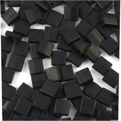 Bohemia Crystal Valley 5 g Miyuki Tila-Half Tila-Quater Tila 2-Hole Beads, Size Tila 5 x 5 mm, Opaque Frosted Jet (# 401F), Japan, Glass
