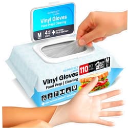 Keppi 110 Pack Clear Vinyl Gloves – Disposable, Latex-Free, BPA-Free, Powder-Free – Food Safe Plastic Gloves for Cooking, Cleaning, Food Prep, Catering, BBQ, Baking & Restaurant Use - (Medium)
