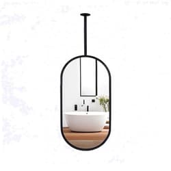 AKNHD-WY Ceiling Mirror - Oval Black/Gold Bathroom Mirror - Extremely Narrow Bezel Design - HD Hairdressing Mirror(Size:50 * 80cm,Color:Black)
