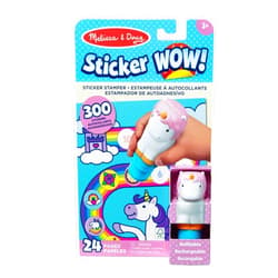 Melissa & Doug Sticker WOW!™ 24-Page Activity Pad and Sticker Stamper, 300 Stickers, Arts and Crafts Fidget Toy Collectible Character – Unicorn - FSC Certified