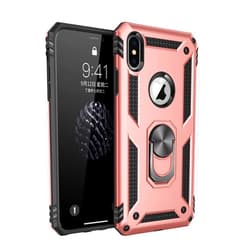CASEITNOW Compatible with iPhone X, iPhone Xs - Magnetic Shockproof Adsorption Hard Armor Ring Holder with Kickstand and Car Mount Phone Hard case for Apple iPhone X/iPhone Xs (Rose Gold)