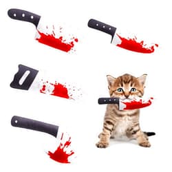 Potaroma 4Pcs Cat Toys Catnip Crinkly Sound Toy, Horror Knife-Shaped Kitten Bite Kicker Toys, Indoor Exercise 7.5 Inches for All Breeds