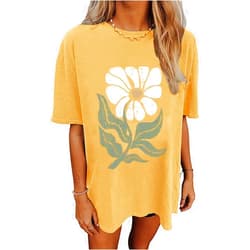 YIUIERE Womens Oversized Tshirt Flower Graphic Tees Nashville Music Short Sleeve Shirts Summer Casual Loose Beach Tops