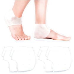 SATINIOR 4 Pairs Gel Heel Protectors Breathable Heel Sleeves Pads Gel Heel Cushion Socks Heel Support Back Foot Sleeves for Heel Plantar Fasciitis Insoles Heel Pain Relief and Cracked Heels (White)