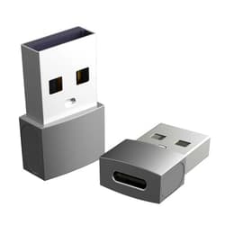 Hichain Pack of 2 USB A to USB C OTG Adapter Gray, 480Mbps Data Sync Zinc Alloy Type A Male to USB 2.0 Type C Female Converter for Charger USB C Cable PC Laptop Flash Drive ADT-AAG2