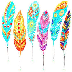 Henoyso 6 Pcs Diamond Painting Bookmarks Kits DIY 5d Feather Bookmark Rhinestone DIY Bookmarks Crystal Diamond Art Bookmarks Acrylic Bookmarks for Adult Arts Supply Crafts Gifts