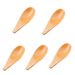 Pimoys 5 Pieces Mini Wooden Spoons, Small Salt Spoon with Short Handle Mini Wood Scoop for Spice Jars Tea Coffee Milk Powder, Natural Color