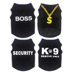 Generic 4 Pack Dog Clothes for Small Dogs Black Security Dog Shirt Soft Chihuahua Clothes Cute Male Dog Clothes Pet Clothing for Small Dog Boy Teacup Dog XXS