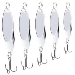 FREGITO 5pcs Fishing Lures Fishing Spoons, Trout Lures Bass Lures Hard Metal Spinner Baits for Salmon Bass Trout