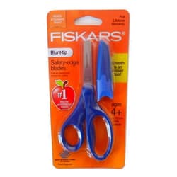 Fiskars Safety-Edge Pointed-tip Kids Scissors - 5 inches - Blue - Includes Blade Cover