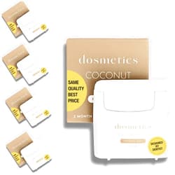 Dosmetics Coconut Oil Infused Thick Dental Floss 5 Pack, Coconut Mint Expanding Dental Floss, Oral Care Stretchable Floss, Tooth Floss for Plaque Removal and Gum Protection, 32 Yards x 5 Flossers