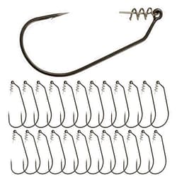 Reaction Tackle Swimbait Hooks for Bass Fishing - Soft Plastic Fishing Hooks with Centering Spring pin for Soft Plastic Swim Baits and Worm Lure Baits Size 1/0 through 10/0 (Pack of 10 or 25)