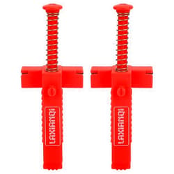 PerGar 2Pcs Brick Liner Clips Line Runners Plumber Tools, Bricklayer Profile Gauge Fixer Brick Line Clips Runner Brick Leveling with Spring Loaded Clip for Building (Red bricklaying