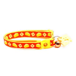 Pugs to Persians Cheese Cat Collar with Charm & Bell | Safety Breakaway Collar | Adjustable Large Size or Kitten Collar (Large(10lbs & Up), Orange)