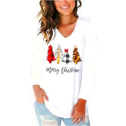Tobrief Women's Long Sleeve V-Neck Shirts Loose Casual Tee T-Shirt with Pocket