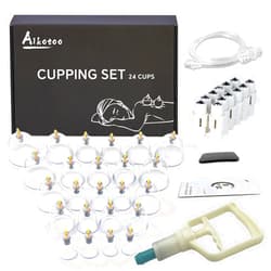 AIKOTOO Cupping Therapy Set, 24 Massage Cups Cupping Set with Pump Vacuum Suction Cups for Body Cellulite Cupping Massage Back Pain Relief, Chinese Acupoint Physical Cupping Therapy Hijama