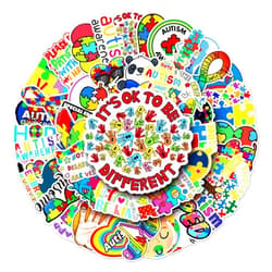 ATMBD Autism Stickers for Kids, 50Pcs Autism Awareness Waterproof Vinyl Decals for Laptops Colorful Caring Autistic Children Day Sticker for Decor Water Bottle Cup Phone Journals