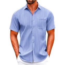 COOFANDY Mens Short Sleeve Casual Button Down Shirts Summer Untucked Dress Shirts with Pocket