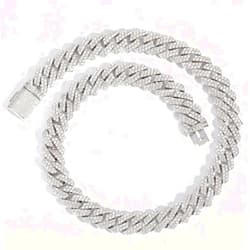 OLVLUS 14mm Iced Out Cuban Link Chain 18K White Gold Plated Diamond Chain Necklace Bling 5A+ Cubic Zirconia Thick Cuban Link Choker Chain Luxury Hip Hop Jewelry for Men and Women