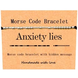 Horady Inspirational Morse Code String Bracelets for Women Personalized Unique Gifts Stainless Steel Motivational Bracelet with Hidden Message (Anxiety Lies)