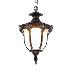 EYBOPB SLAWA Outdoor Pendant Lights, 1-Light 13 inch Vintage Exterior Hanging Lantern Fixture, Glass Exterior Pendant Lamp Aluminum Waterproof IP54 for Porch, Patio, Entryway, Black (E-0525)