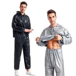 DawnBreak Sauna Sweat Suit for Women/Men with Hoodie Zipper Weight Loss Fitness Exercise Gym Workout Suit Top Pants