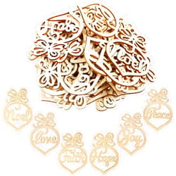Boao 72 Pieces Christmas Wooden Hollow Hanging Ornaments Christmas Tree Hanging Tags with Red Ribbons for Xmas Decorations