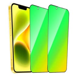 Eliphelet 2 Pack for iPhone 14 Plus / 13 Pro Max Privacy Screen Protector Tempered Glass for iPhone13 ProMax / 14Plus 6.7inch Gradient Green Anti Spy Anti Blue Light Full Coverage Easy Installation